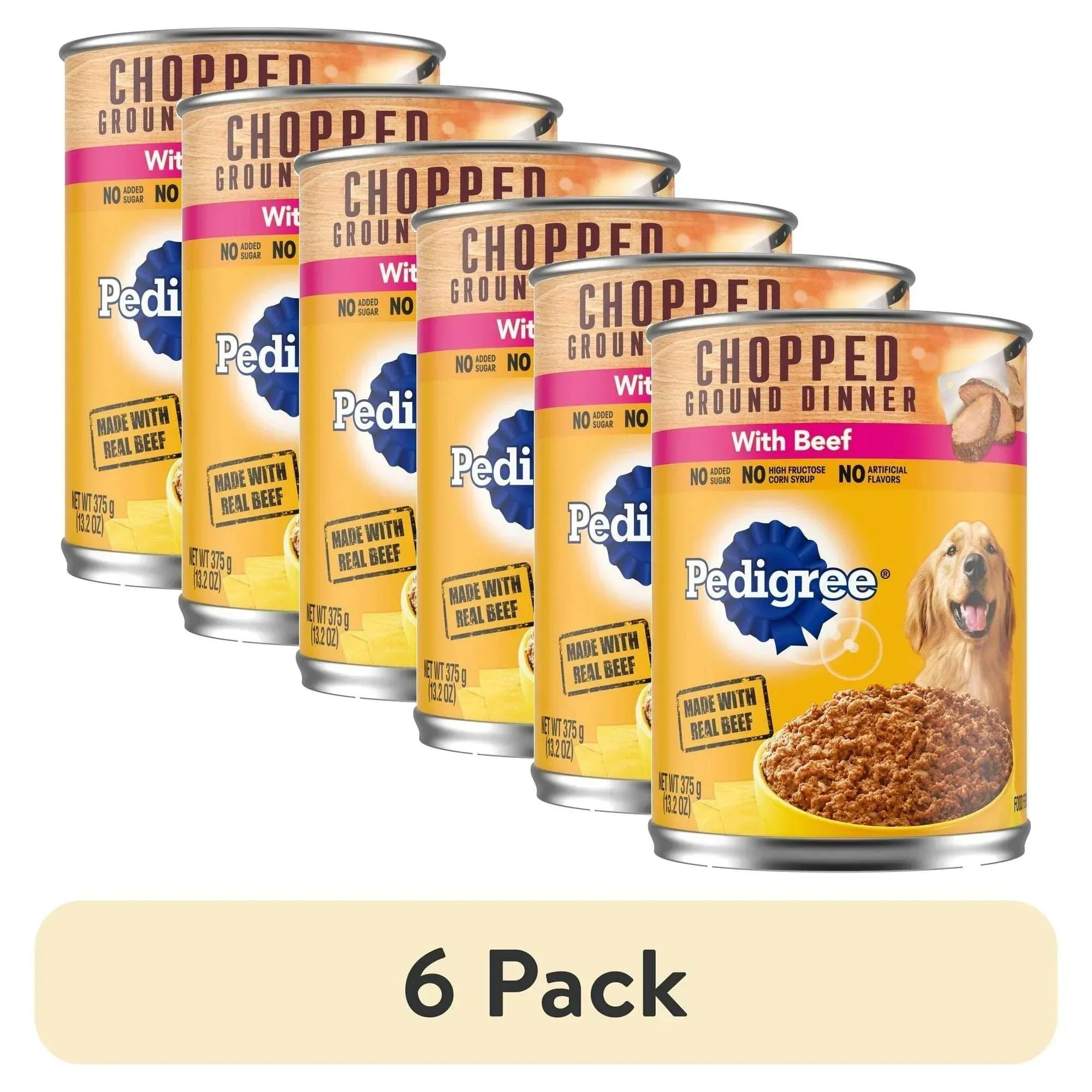 Pedigree Chopped Ground Dinner With Beef Adult Soft Wet Dog Food, (12) 13.2 oz Cans