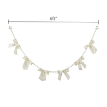 Cream pearl beaded garland with evenly spaced satin bows, 6ft
