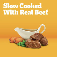 Wet dog food multipack carton label: Slow Cooked With Real Beef