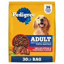 Pedigree adult dry dog food bag, grilled steak and vegetable, 30 lb