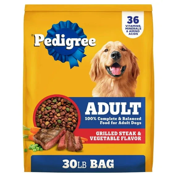 Pedigree Complete Nutrition Adult Dry Dog Food, Grilled Steak & Vegetable Flavor, 30 lb. Bag - USA MEGA SHOP