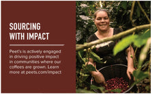 Coffee harvester holding bean basket for Peet's single-serve coffee pods