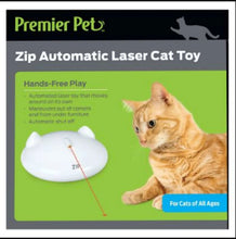 Premier Pet zip automatic laser cat toy with white base and red laser by cat