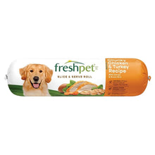 Dog food roll package showing chicken and turkey slice & serve recipe