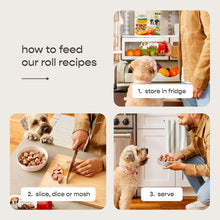 How-to feed roll recipe infographic: store in fridge, slice or mash, serve