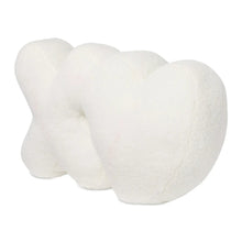 Decorative pillow in plush white with three overlapping heart-like pads