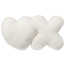 Decorative pillow with plush white heart and bow-like knot, fuzzy texture