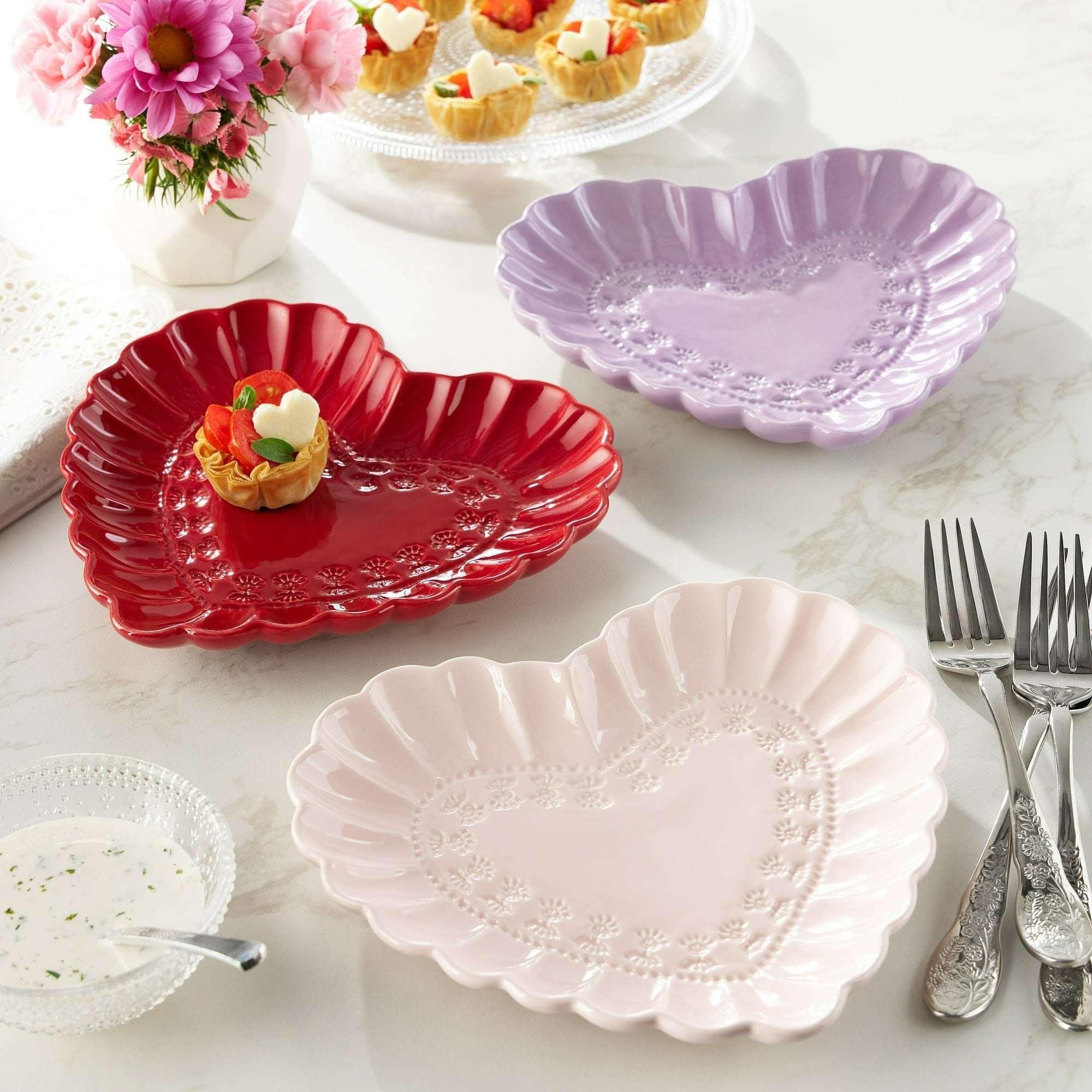 The Pioneer Woman 7.5" Heart Appetizer Plates, Assorted Colors, 3-Pack
