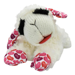 Multipet Valentine’s Day Plush Lamb Chop Dog Toy with Hearts, Medium