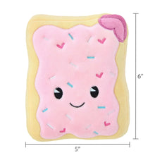 Pink frosted toaster pastry plush square with heart sprinkles and smiling eyes