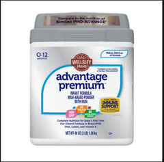 Wellsley Farms Advantage Premium Infant Formula Milk-Based Powder with Iron, 48 oz