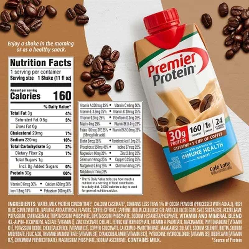 Premier Protein 30G High Protein Shake, Cafe Latte (11 Fl. Oz., 15 Pk.)