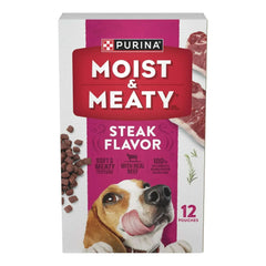 Purina Moist & Meaty Dry Dog Food, High Protein Steak Flavor with Real Beef, 6 oz Per Pouches