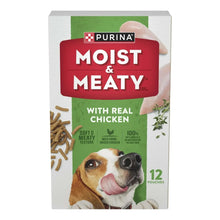 Purina Moist & Meaty dog food 12-pouch box with real chicken and dog face