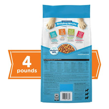 Purina Puppy Chow dry dog food bag back panel with Building Blocks and charts