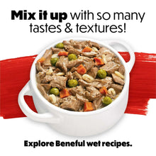Dry dog food bowl filled with kibble and 'Mix it up' text