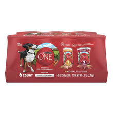 Purina ONE wet dog food variety pack, 6 cans in gravy (chicken & beef assortments)