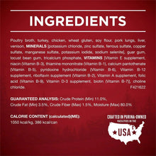 Wet dog food ingredients and guaranteed analysis label