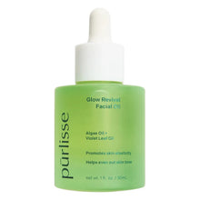 purlisse Glow Revival facial oil bottle with dropper, green