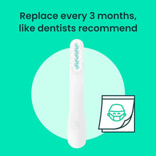 replacement electric toothbrush head with white bristles on a short handle stem