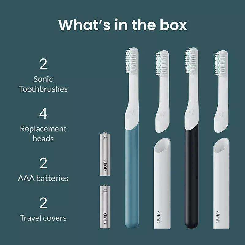 quip Sonic Electric Toothbrushes, Marine and Charcoal, with 4 Replacement Brush Heads, 2 pk. - USA MEGA SHOP