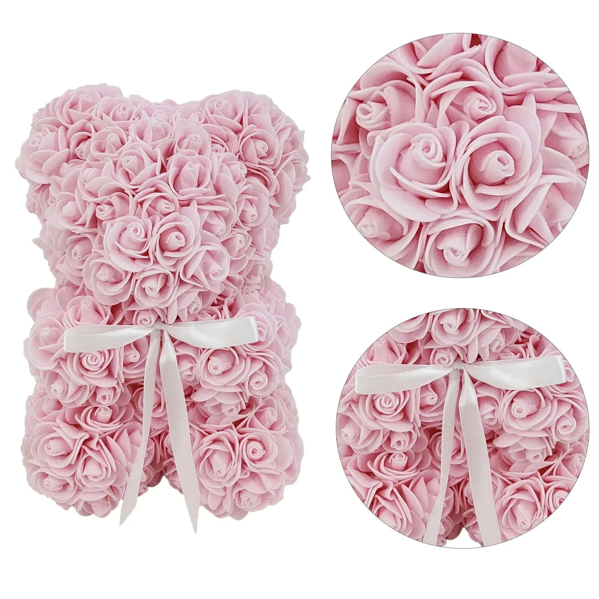 Way To Celebrate 9.25" Artificial Rose Bear Valentine's Day Gift, Light Pink Color