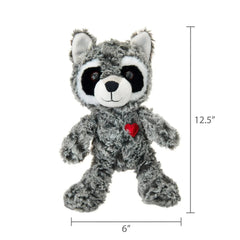 Small Raccoon Plush, Gray and White, 12", Valentine's Day by Way To Celebrate