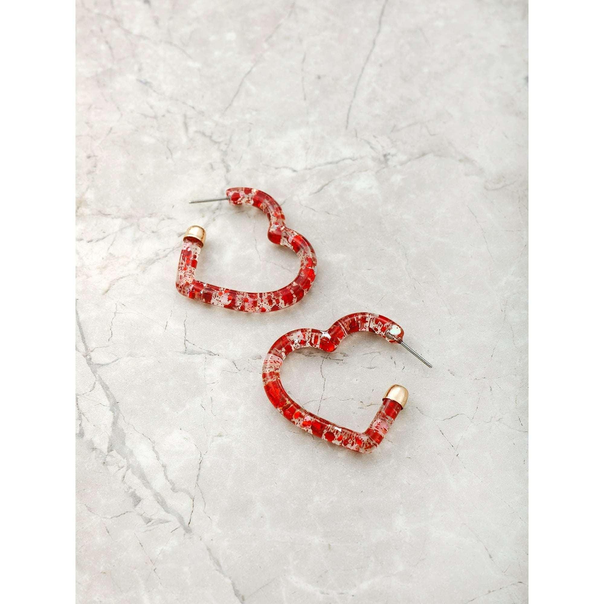 Way to Celebrate Valentine's Day Open Heart Hoop Earrings, 1 Pair