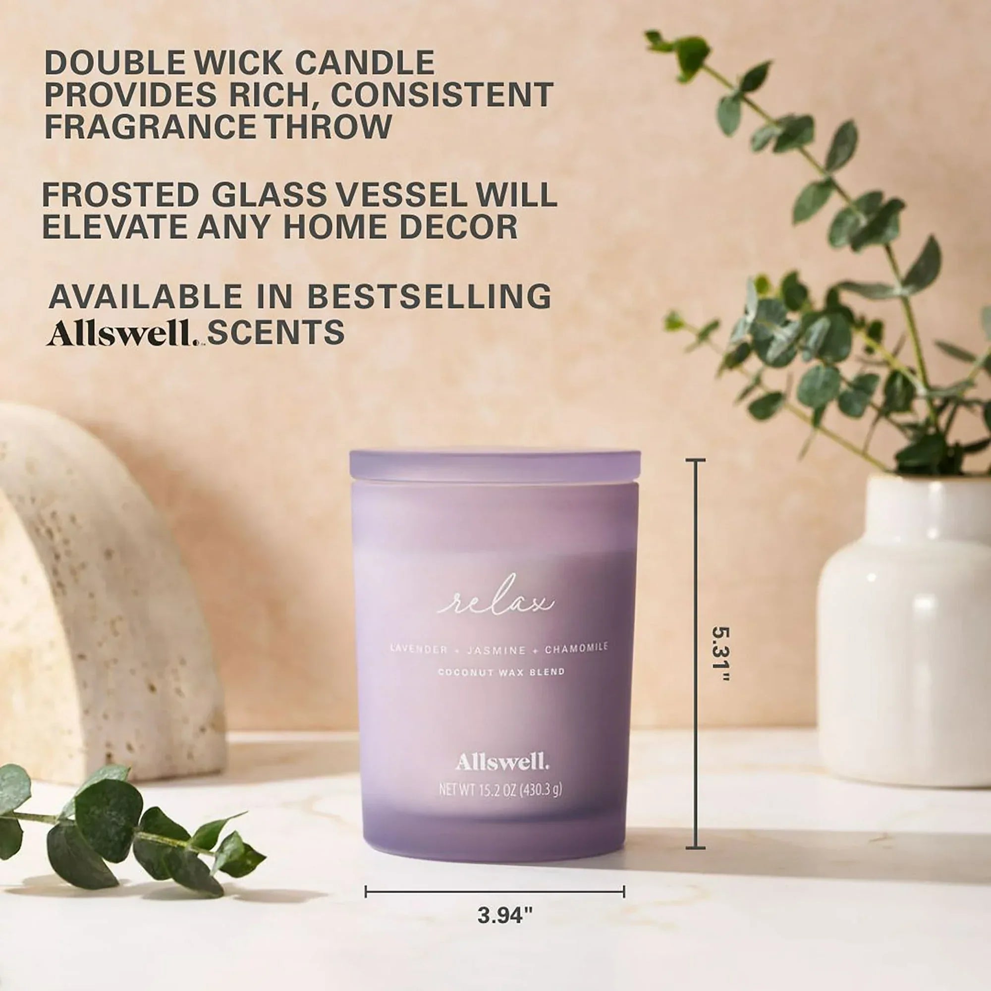 Allswell Scented 2-Wick Spa Jar Candle 15oz.