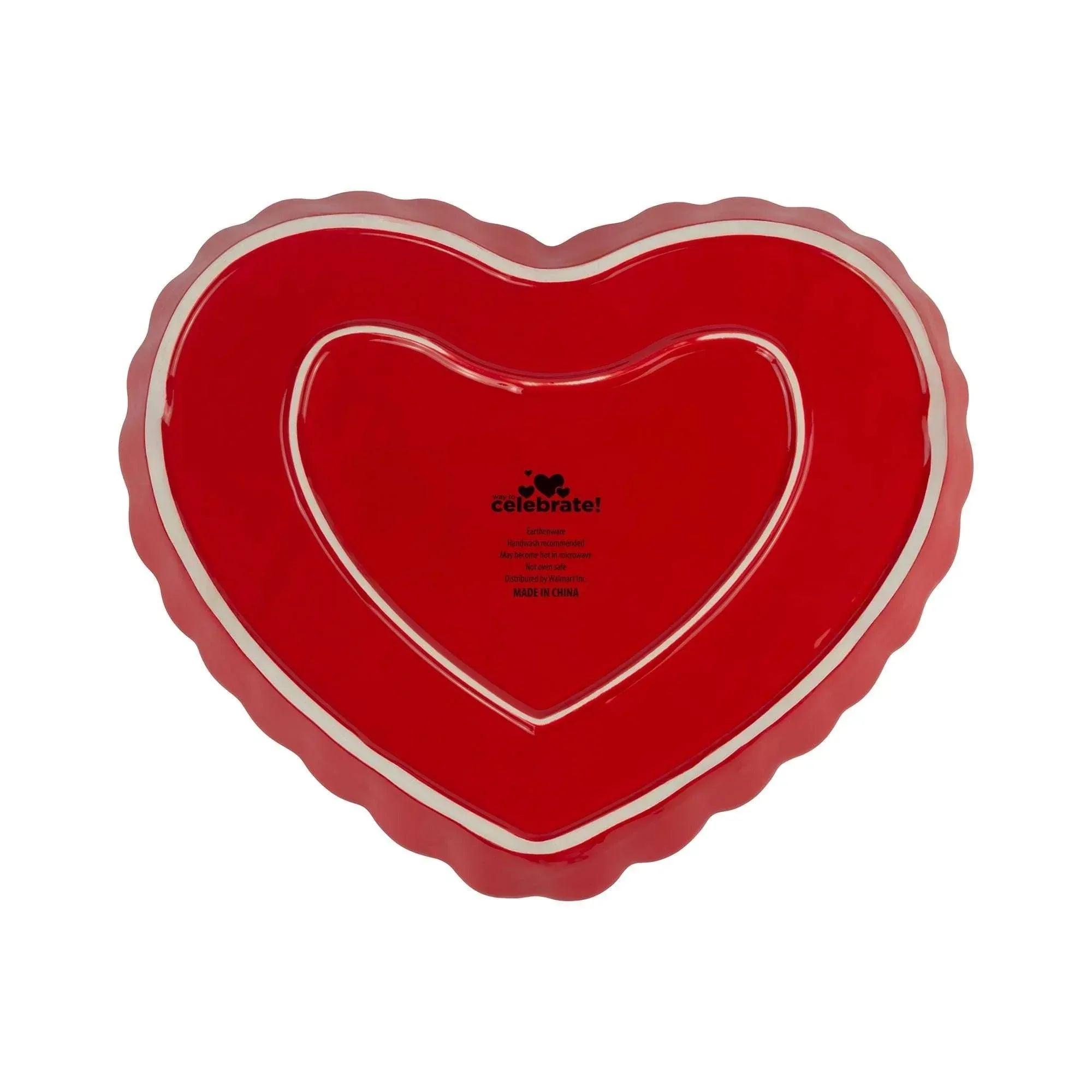 Way to Celebrate 1pk Ceramic Heart Serving Tray