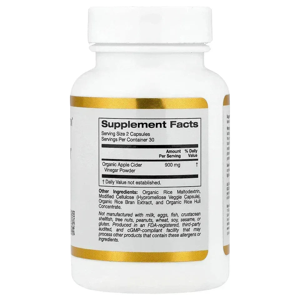 California Gold Nutrition, Apple Cider Vinegar, 180 Veggie Capsules (450 mg per Capsule)