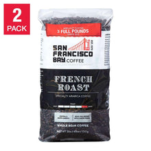 French roast whole bean coffee bag, 3 lb, 2-pack