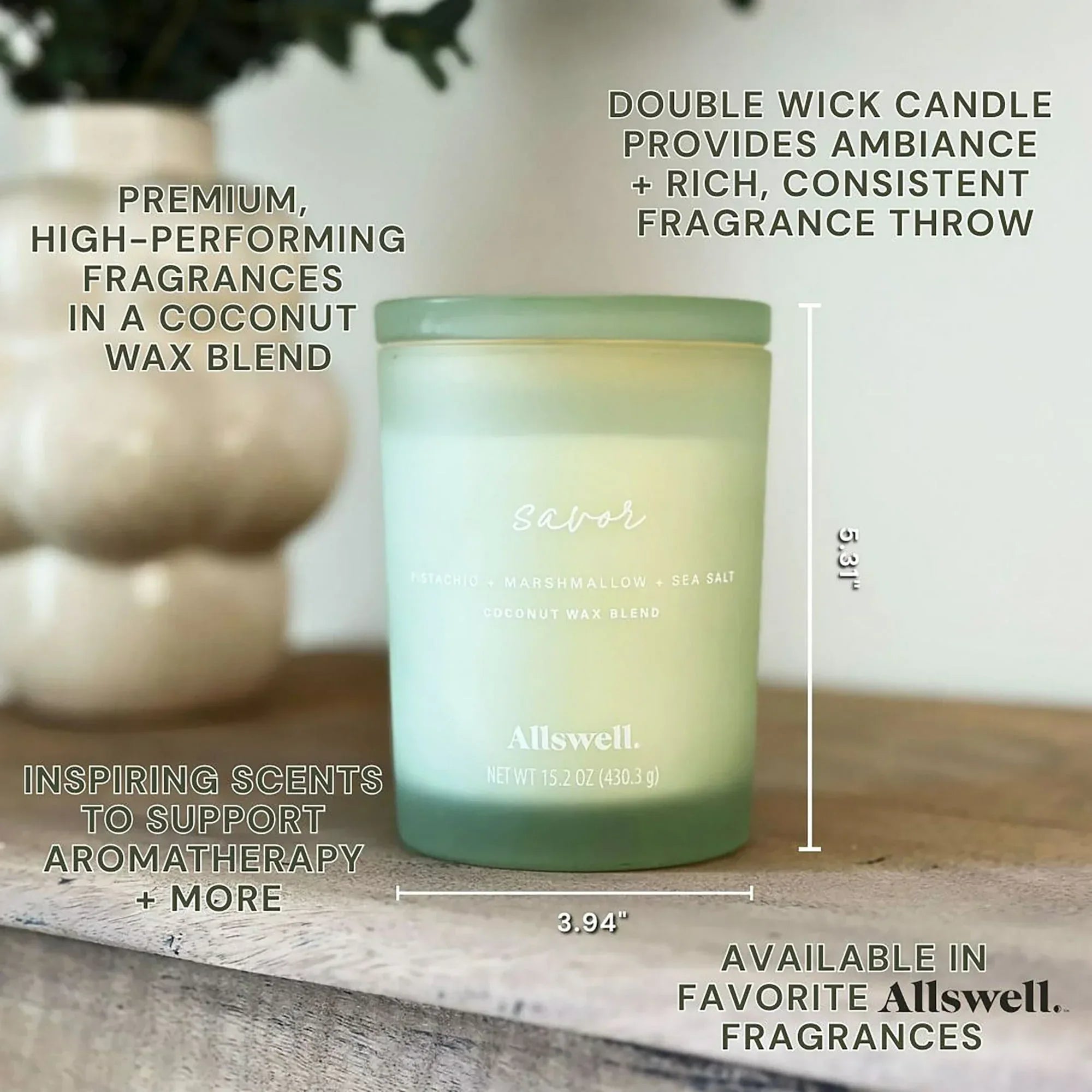 Allswell Scented 2-Wick Spa Jar Candle 15oz.