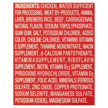 Ol' Roy savory loaf with beef wet dog food ingredient panel on can label