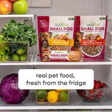 Freshpet small dog pet food bags displayed in a refrigerator