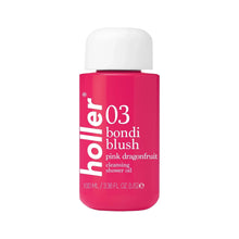 Holler 03 bondi blush cleansing shower oil bottle, pink with white cap