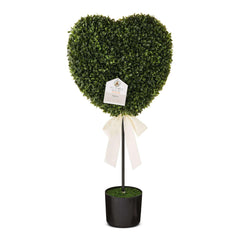 Boxwood Heart with Bow Topiary, Green and White, 32", Valentine's Day by My Texas House