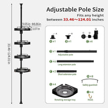 4-tier rotating shower caddy kit with adjustable pole extensions and safety guardrail