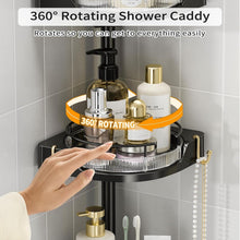 360° rotating 4-tier shower caddy with safety guardrail and tray divider ring