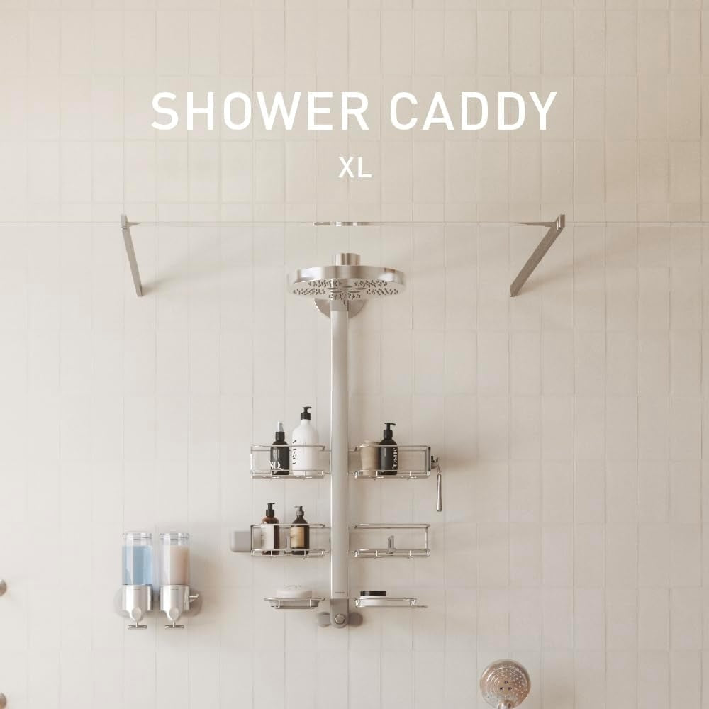 simplehuman Adjustable and Extendable Shower Caddy , Stainless Steel and Anodized Aluminum