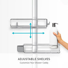 Stainless steel shower caddy with adjustable shelves and side soap holder