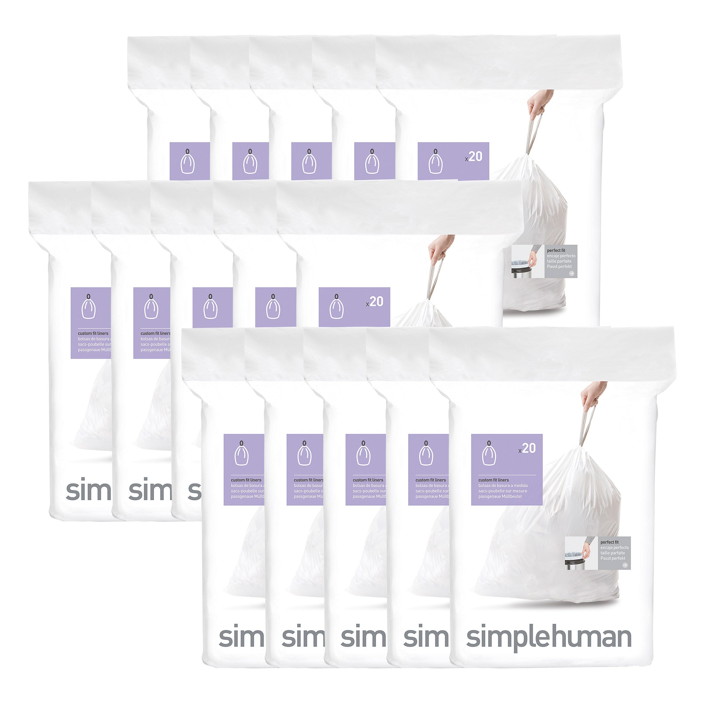 simplehuman Custom Fit Liners, 300-pack