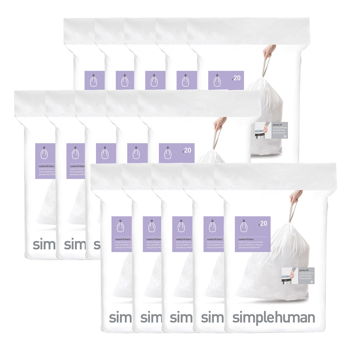 simplehuman Custom Fit Liners, 300-pack