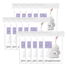 simplehuman custom fit trash liners, 300-pack, white liner bags in retail box