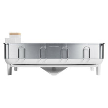 Stainless steel dish rack front with five utensil slots and knife block