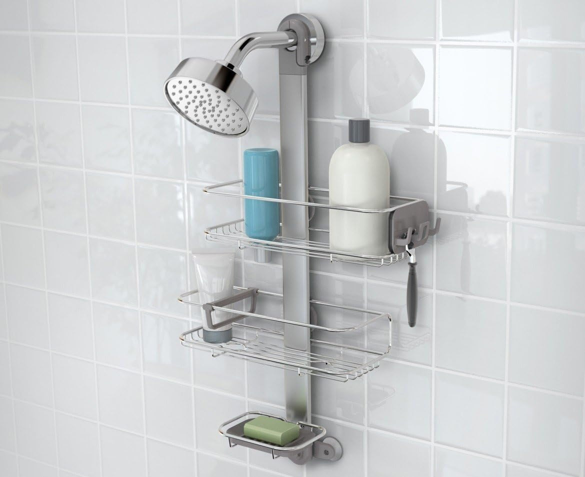 simplehuman Adjustable and Extendable Shower Caddy , Stainless Steel and Anodized Aluminum