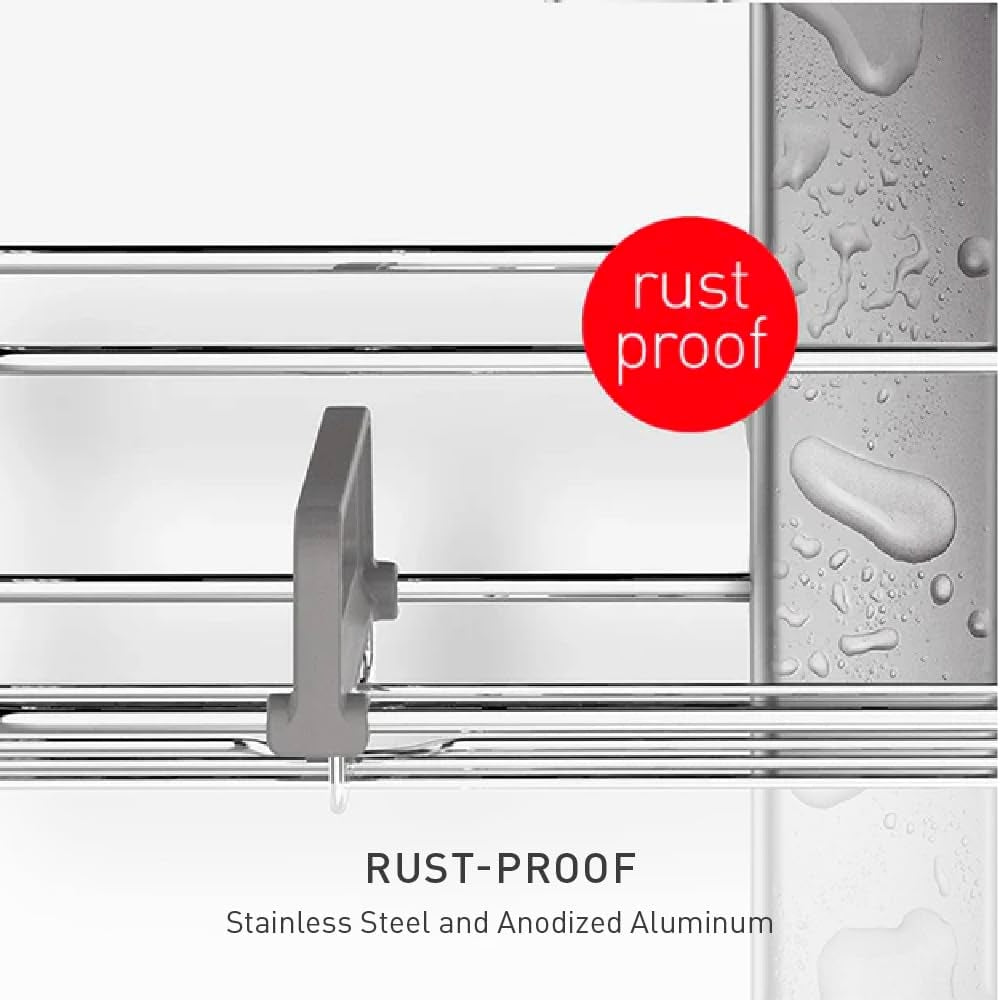 simplehuman Adjustable and Extendable Shower Caddy , Stainless Steel and Anodized Aluminum