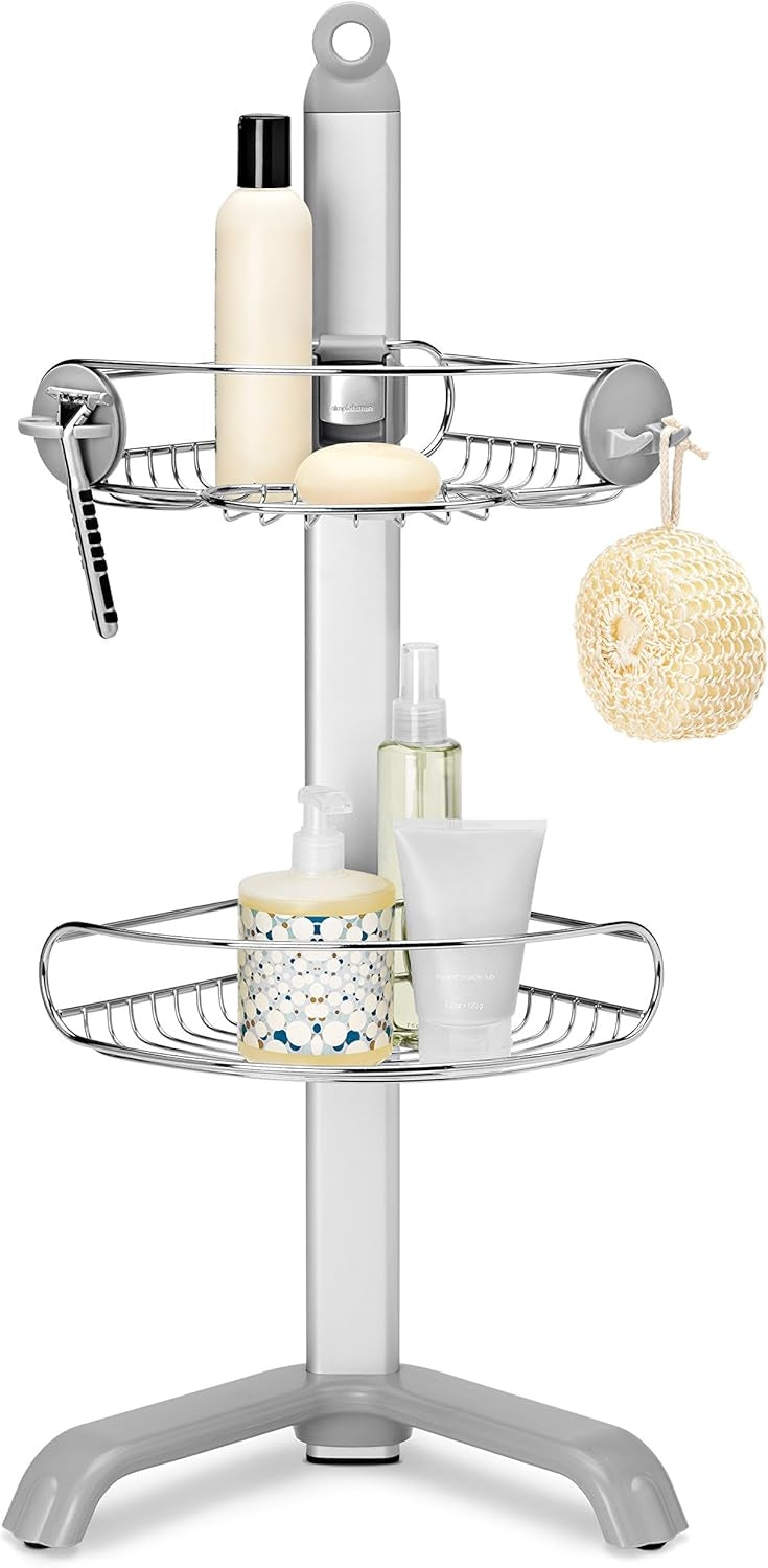 simplehuman Adjustable and Extendable Shower Caddy , Stainless Steel and Anodized Aluminum