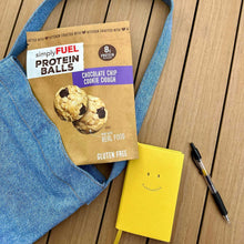 Protein balls pouch with chocolate chip cookie dough flavor, gluten-free label