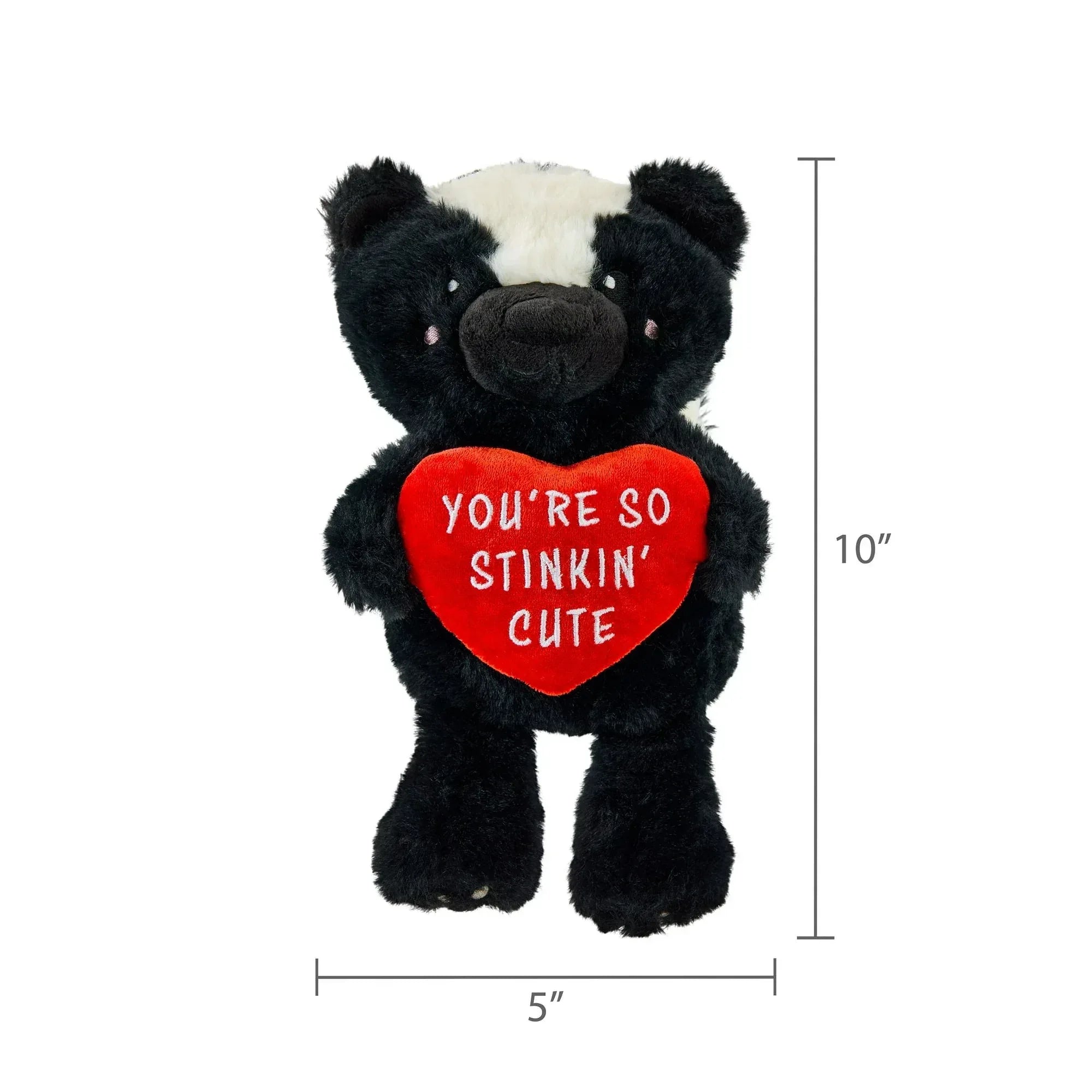 Small Skunk Plush, Black, White, and Red, 10", Valentine's Day by Way To Celebrate